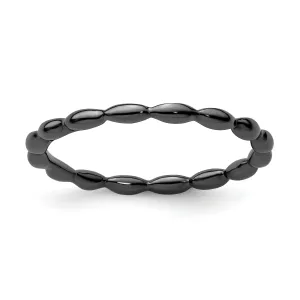 Sterling Silver Black-Plated Rice Bead Ring