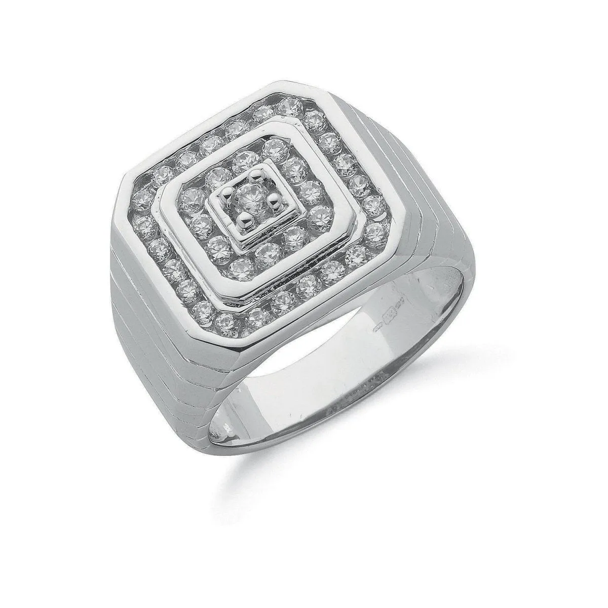 Sterling Silver CZ Gents Ring