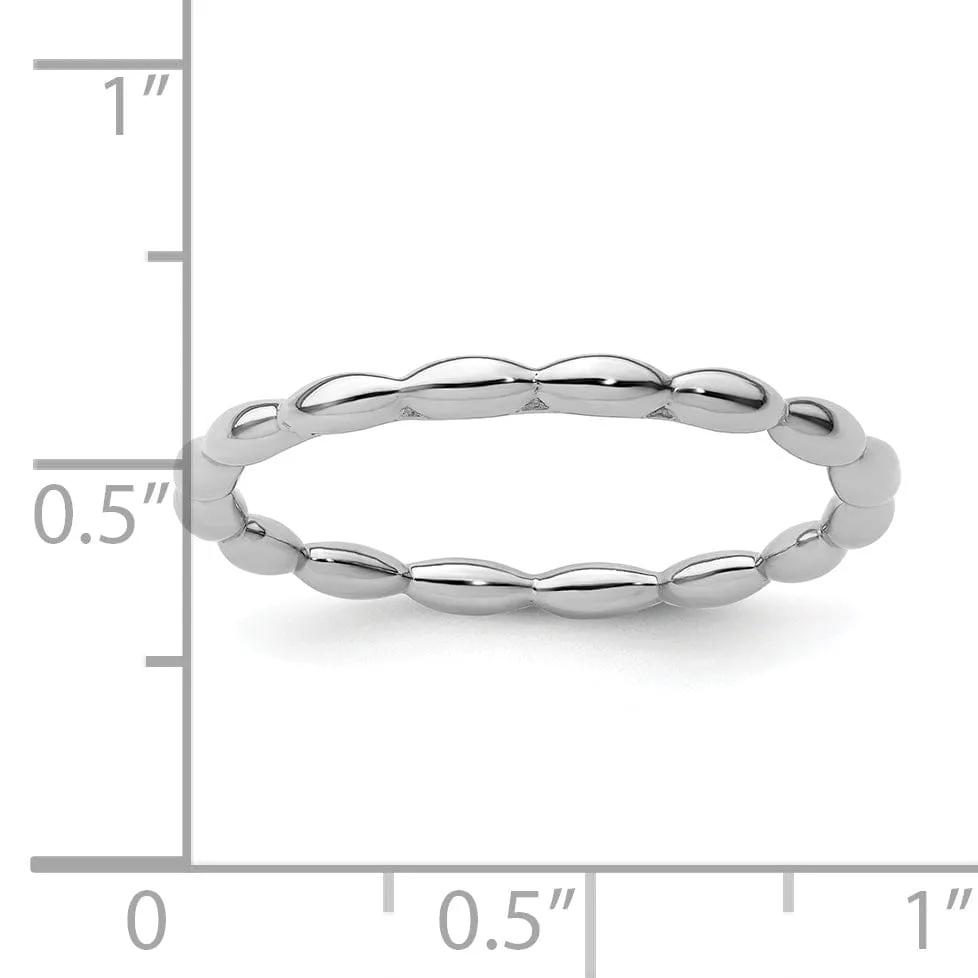 Sterling Silver Rhodium Rice Bead Ring