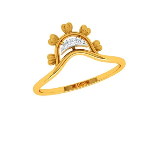 Stone Studded Fashionable Designed 22KT Women's Gold Ring