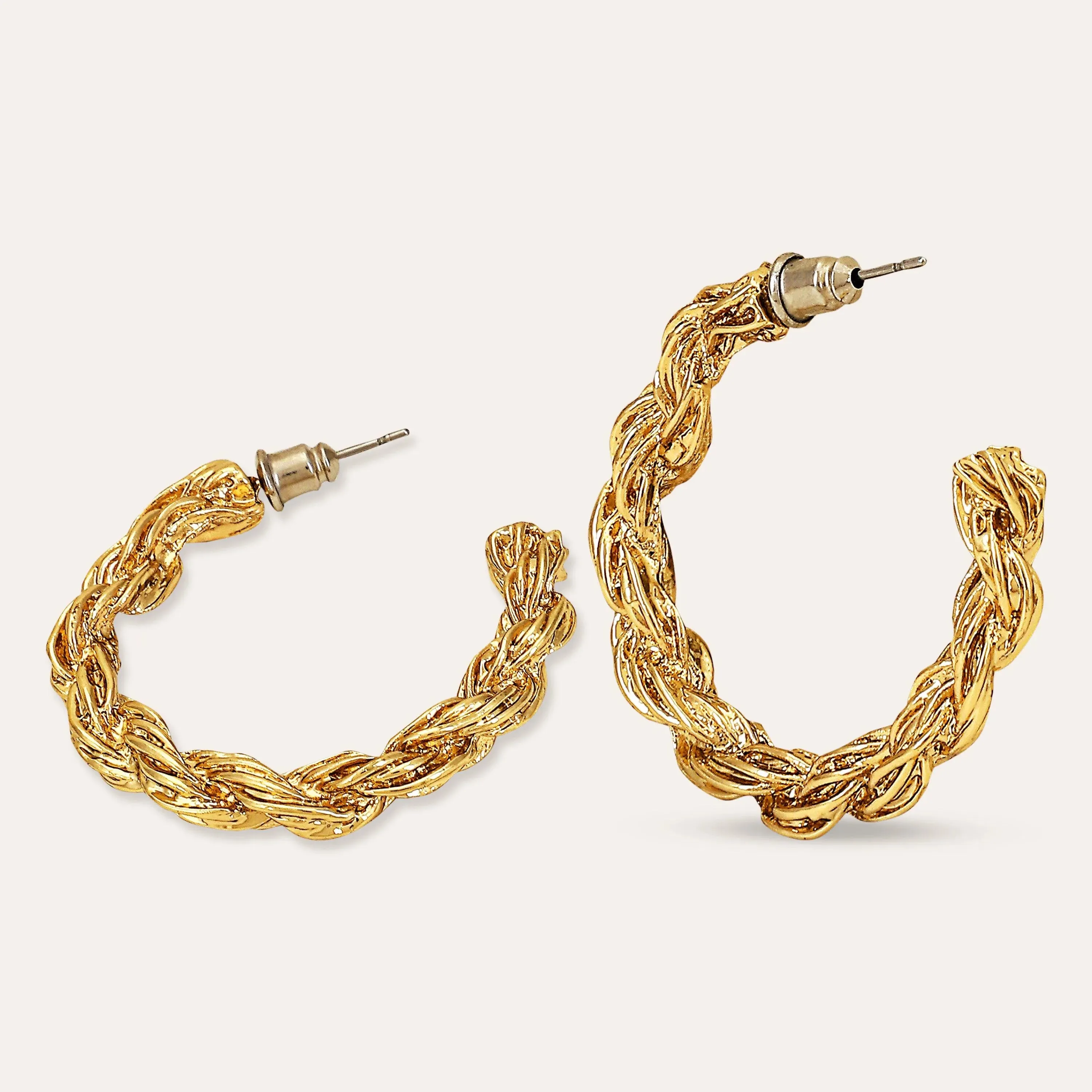 TFC Braided Italian Charm Luxury Hoop Earrings