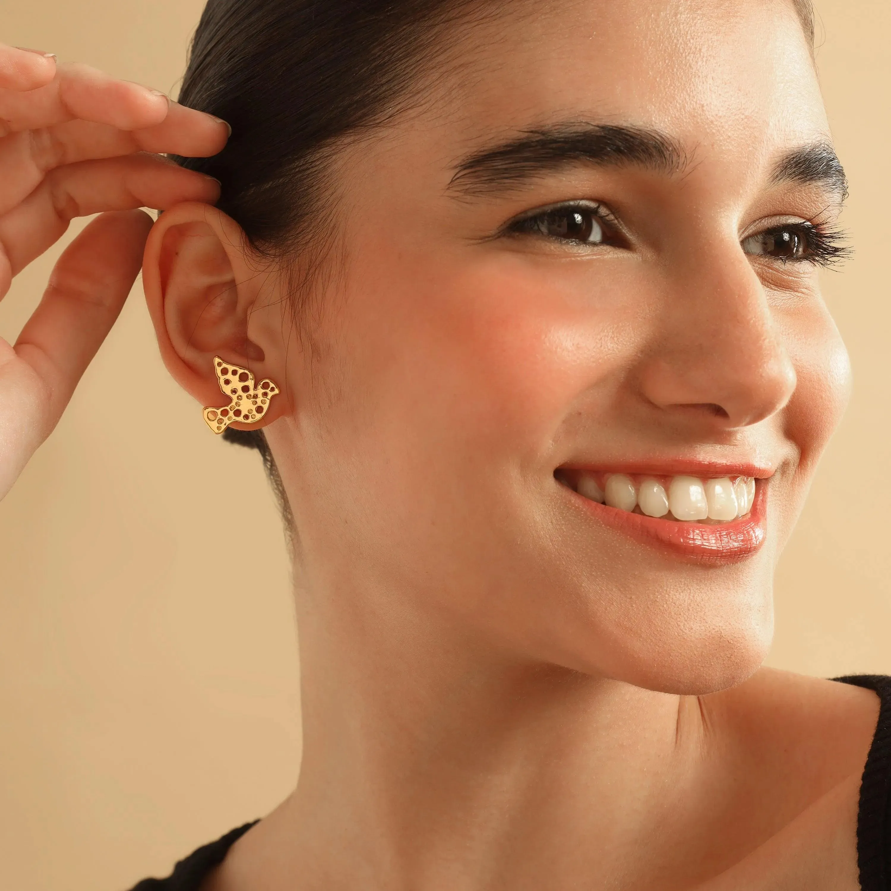 TFC Dovebird Gold Plated Stud Earrings