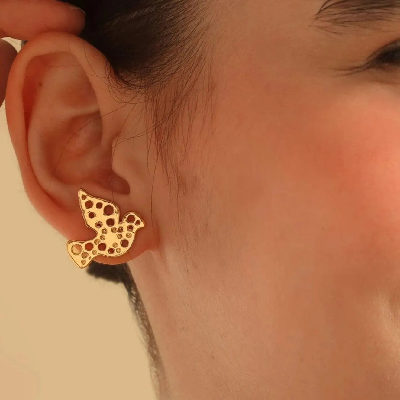 TFC Dovebird Gold Plated Stud Earrings