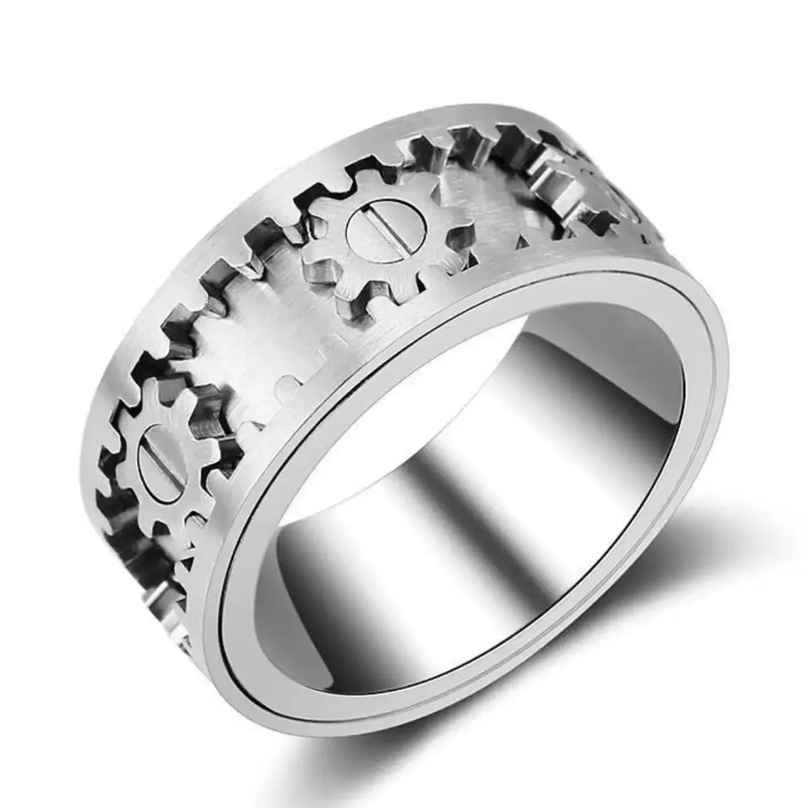 Time to Run Unisex Rotating Fidget Ring - Decompression Moving, Rotating, Gear Ring