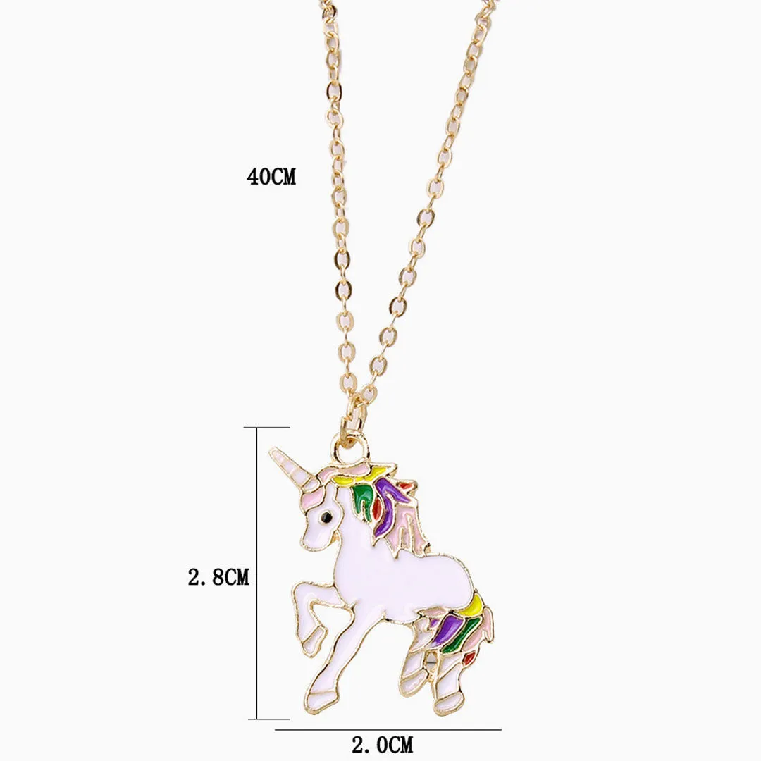 Trim Fly Back Childhood Unicorn Gold Plated Pendant Necklace - Gold