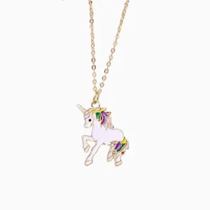 Trim Fly Back Childhood Unicorn Gold Plated Pendant Necklace - Gold