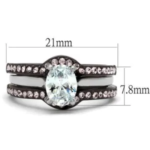 Two Tone IP Dark Brown (IP coffee) Stainless Steel Ring with AAA Grade CZ in Clear for Women Style TK1344PC