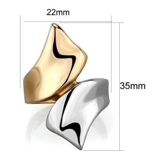 Two-Tone IP Rose Gold Stainless Steel Ring with No Stone for Women Style TK1793