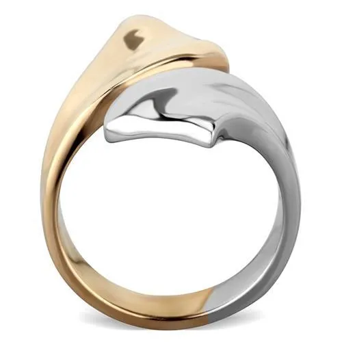 Two-Tone IP Rose Gold Stainless Steel Ring with No Stone for Women Style TK1793