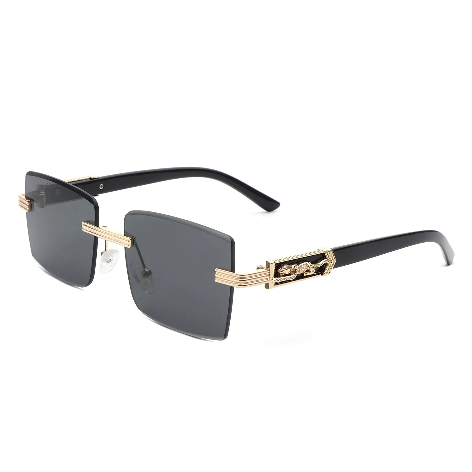 Tycho - Retro Rimless Square Tinted Flat Top Sunglasses