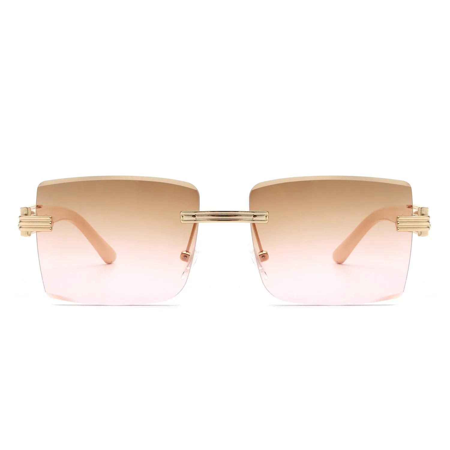 Tycho - Retro Rimless Square Tinted Flat Top Sunglasses