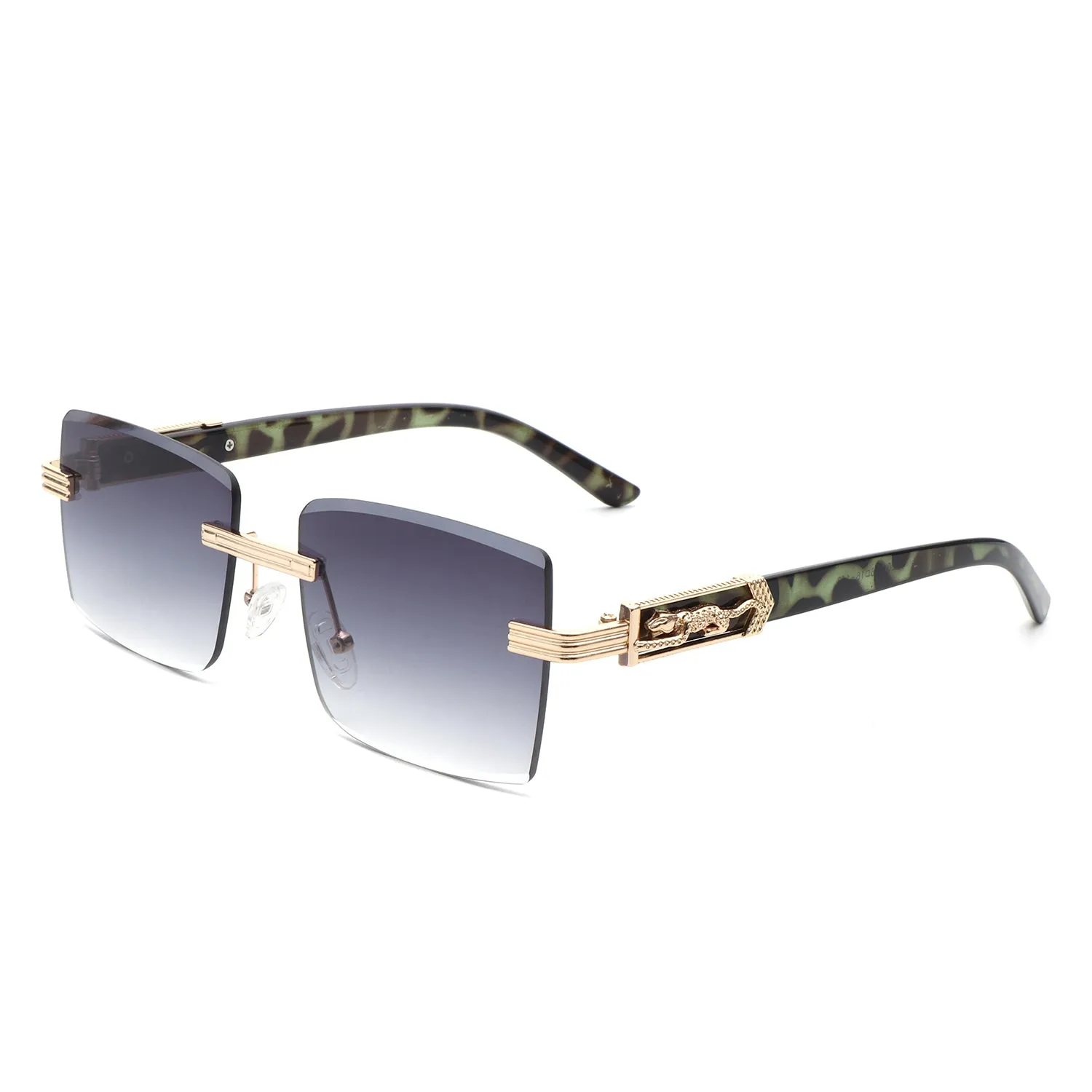 Tycho - Retro Rimless Square Tinted Flat Top Sunglasses