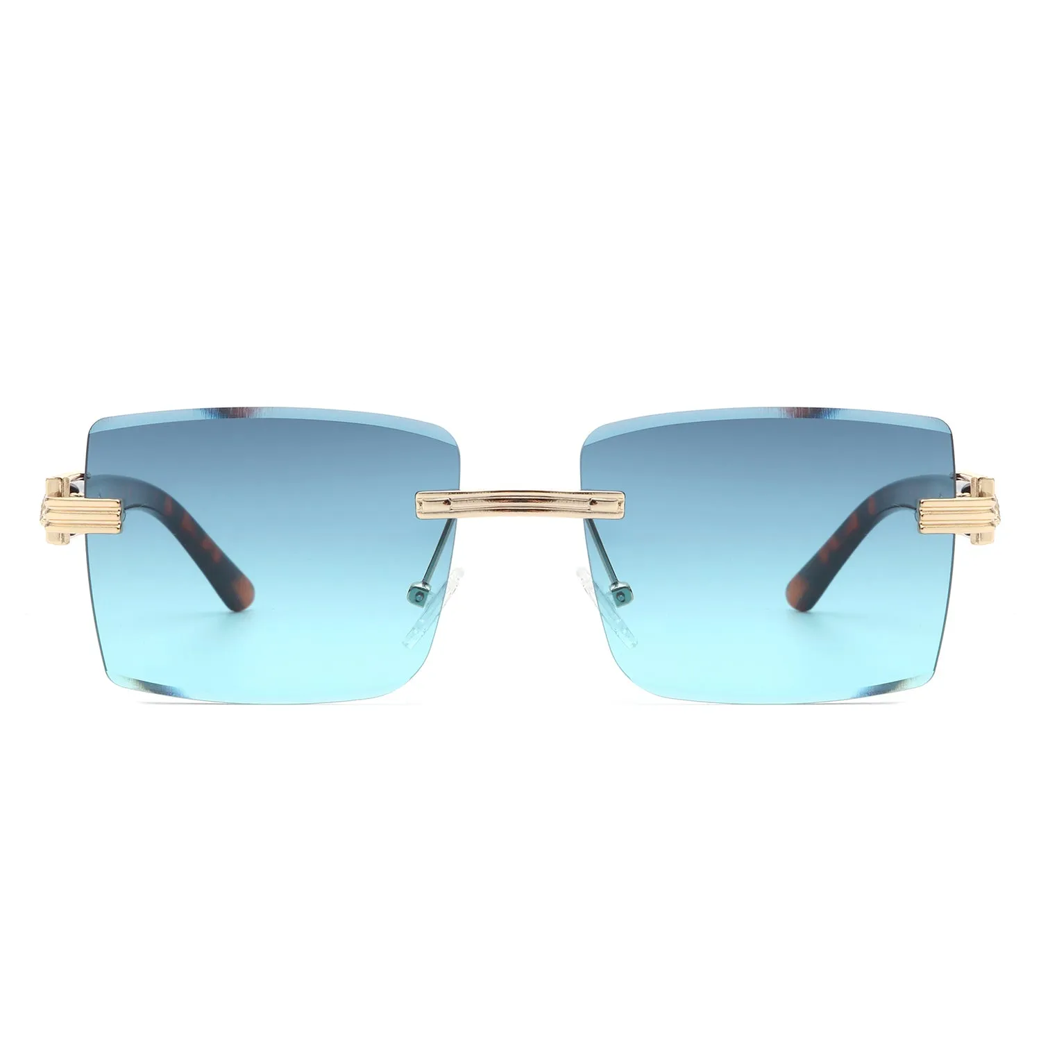 Tycho - Retro Rimless Square Tinted Flat Top Sunglasses