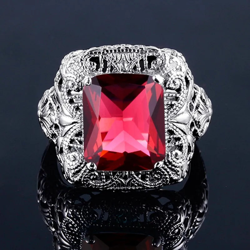 Unique Handmade 925 Sterling Silver Ring Ruby Stones For Men