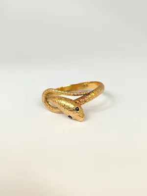 Vintage, 18ct Gold Sapphire Eyed Snake Ring (circa 1940s)