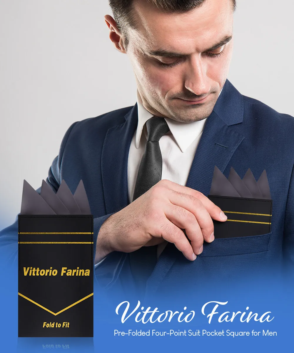 Vittorio Farina Men's Pre-Folded Pocket Square: Four-Point