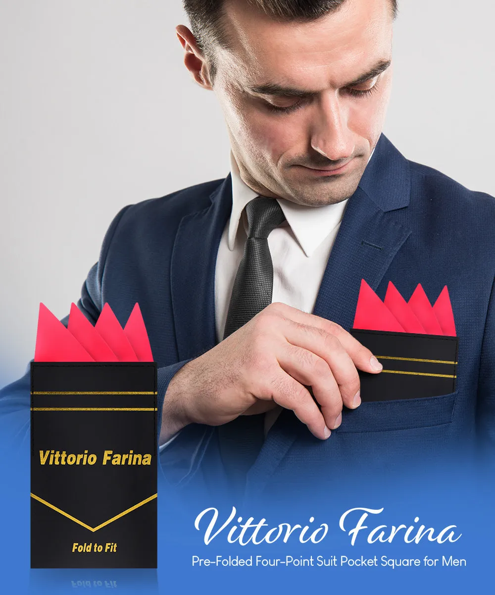 Vittorio Farina Men's Pre-Folded Pocket Square: Four-Point