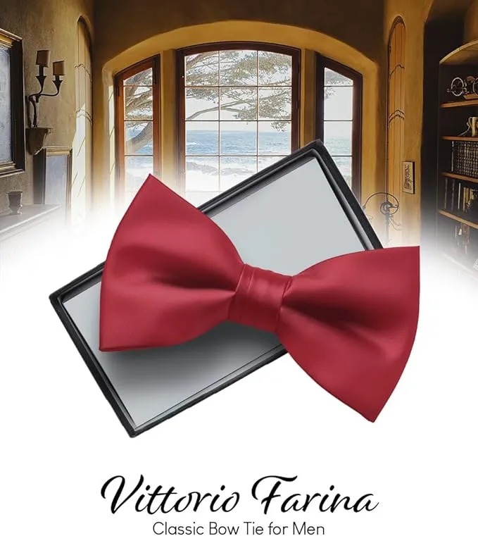 Vittorio Farina Men's Satin Bow Tie in Gift Box