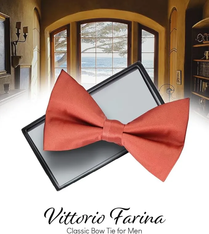 Vittorio Farina Men's Satin Bow Tie in Gift Box