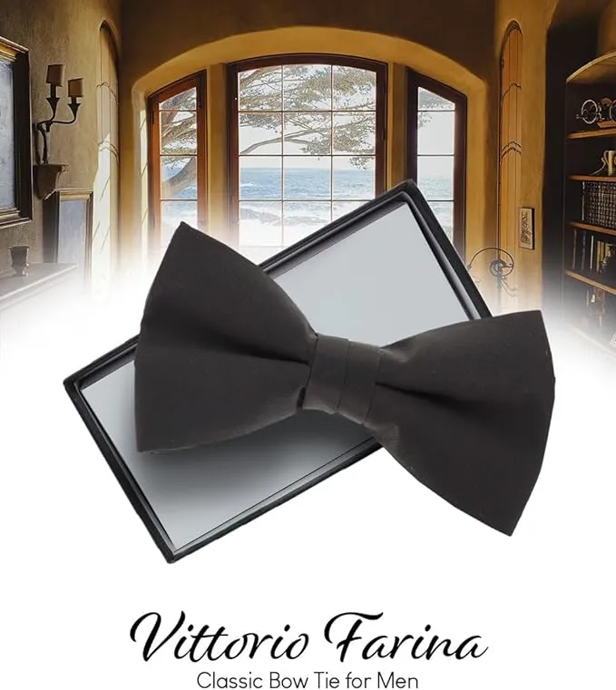 Vittorio Farina Men's Satin Bow Tie in Gift Box