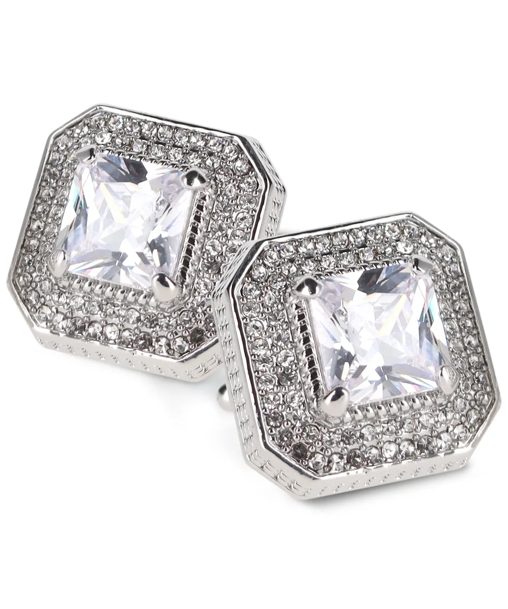 Vittorio Vico Men's Large Square Colorstone Crystal Diamond Set Cufflinks: CL71XX Series