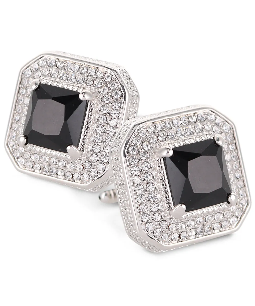 Vittorio Vico Men's Large Square Colorstone Crystal Diamond Set Cufflinks: CL71XX Series