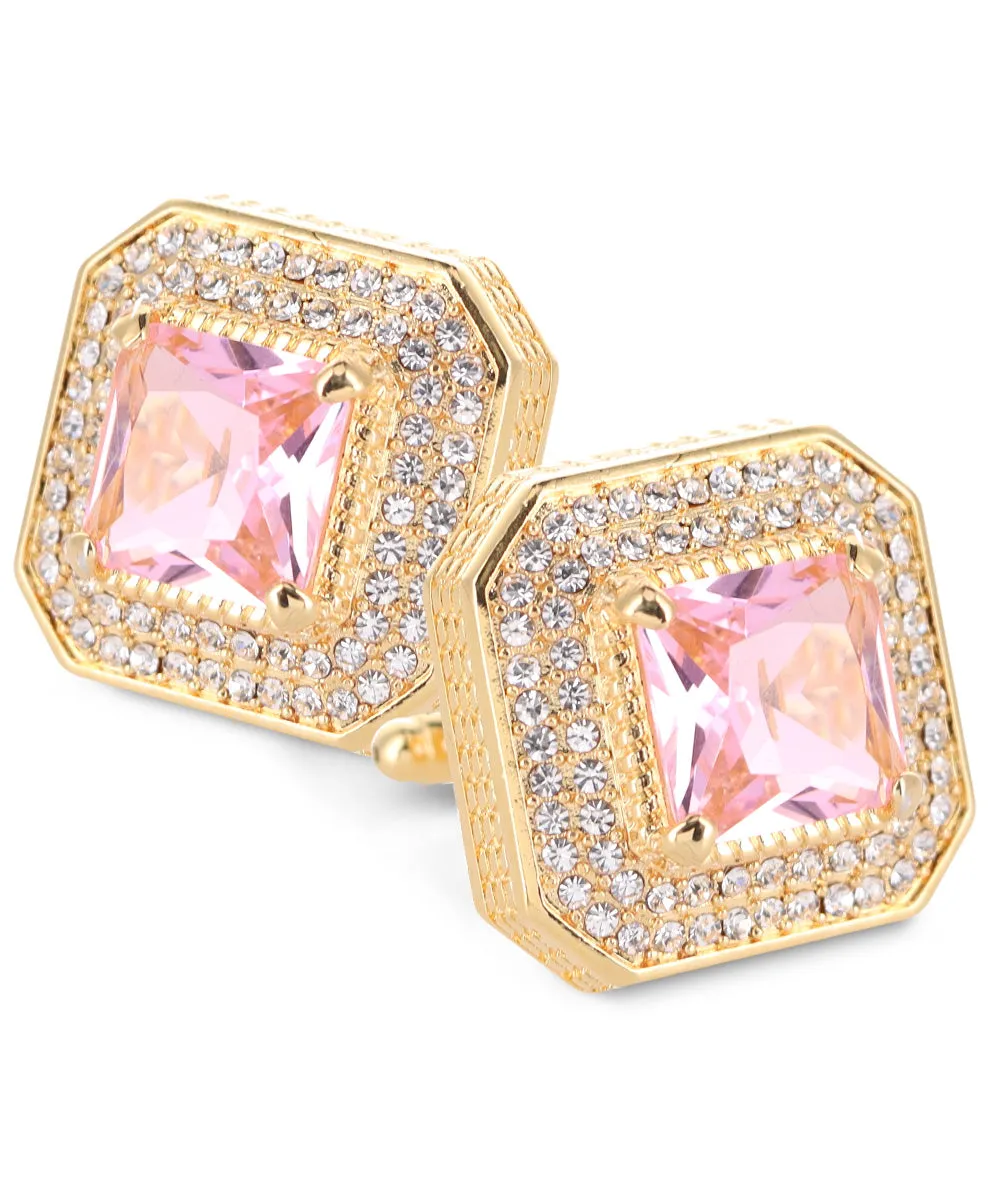 Vittorio Vico Men's Large Square Colorstone Crystal Diamond Set Cufflinks: CL71XX Series