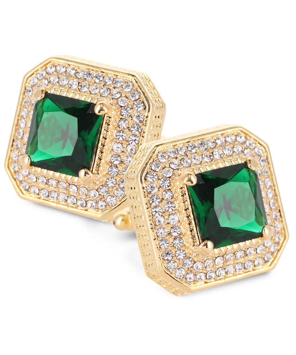 Vittorio Vico Men's Large Square Colorstone Crystal Diamond Set Cufflinks: CL71XX Series