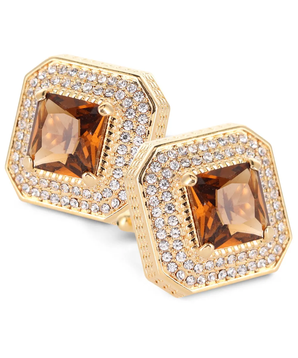 Vittorio Vico Men's Large Square Colorstone Crystal Diamond Set Cufflinks: CL71XX Series