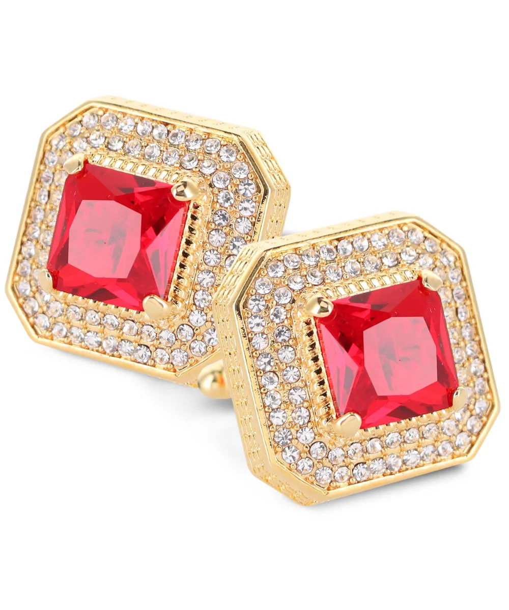 Vittorio Vico Men's Large Square Colorstone Crystal Diamond Set Cufflinks: CL71XX Series